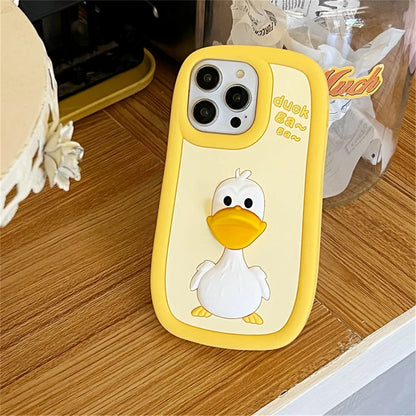 ZEROTO ZR001 3D Cute Yellow Duck Soft Silicone Case Cover For iPhone 11 12 13 14 15 Pro Plus Max